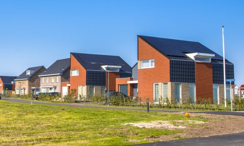 Modern houses in new building project