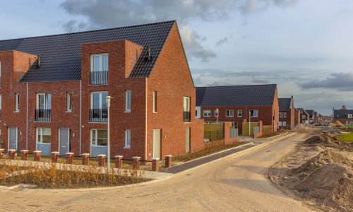 Newly built houses in modern street